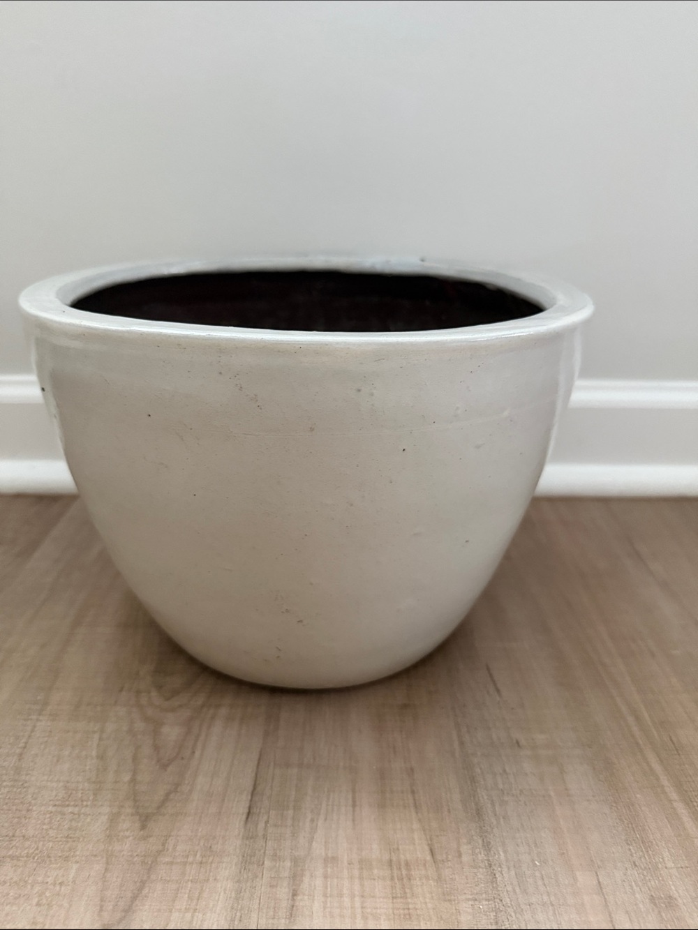 Neutral White Ceramic Planter Pot - Minimal Home Art Accent